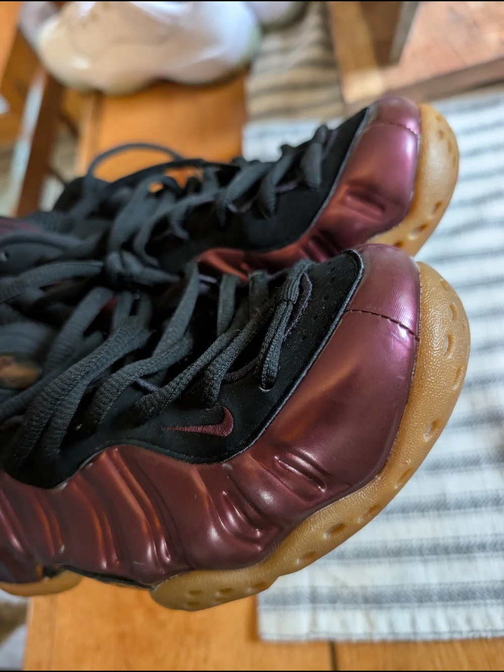 Nike Kids' Metallic Purple Foamposite Shoes with Black Accents